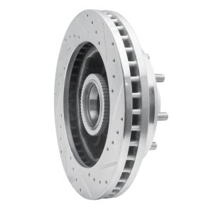 Chevrolet Express 3500 Brake Rotor (1) - Front Left - R1 Concepts - Drilled & Slotted - Silver - `01-`02